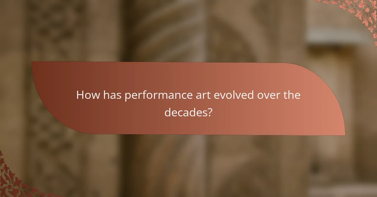 How has performance art evolved over the decades?