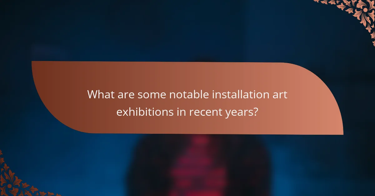 What are some notable installation art exhibitions in recent years?