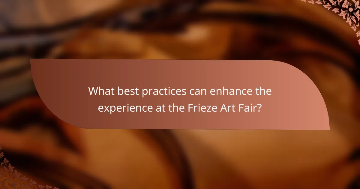 What best practices can enhance the experience at the Frieze Art Fair?